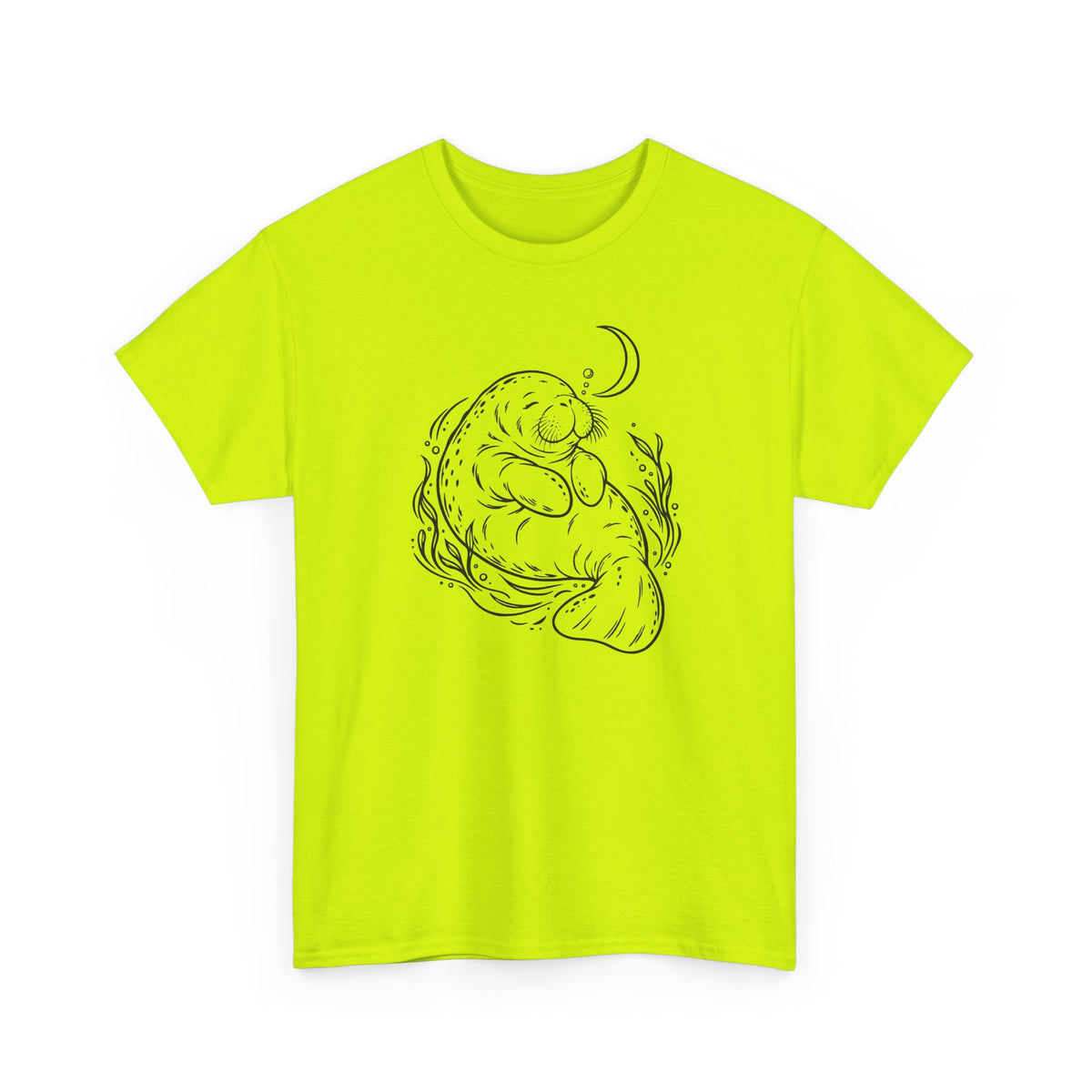 Sleepy Manatee Under a Crescent Moon T-Shirt