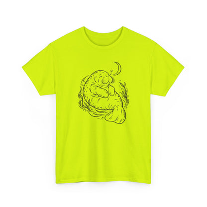 Sleepy Manatee Under a Crescent Moon T-Shirt