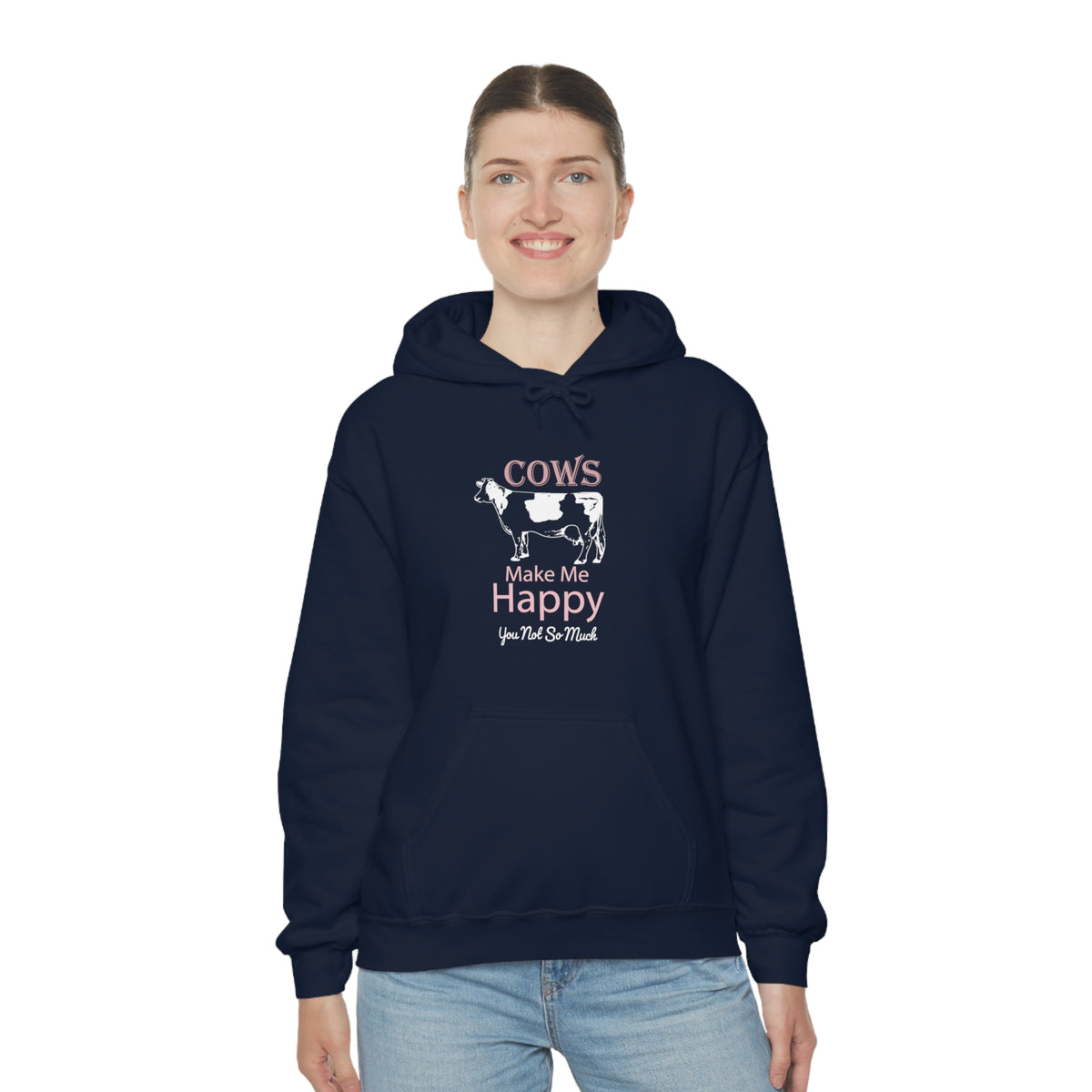 Cow Happy - Heavy Hooded Sweatshirt