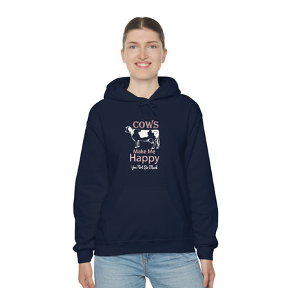 Cow Happy - Heavy Hooded Sweatshirt