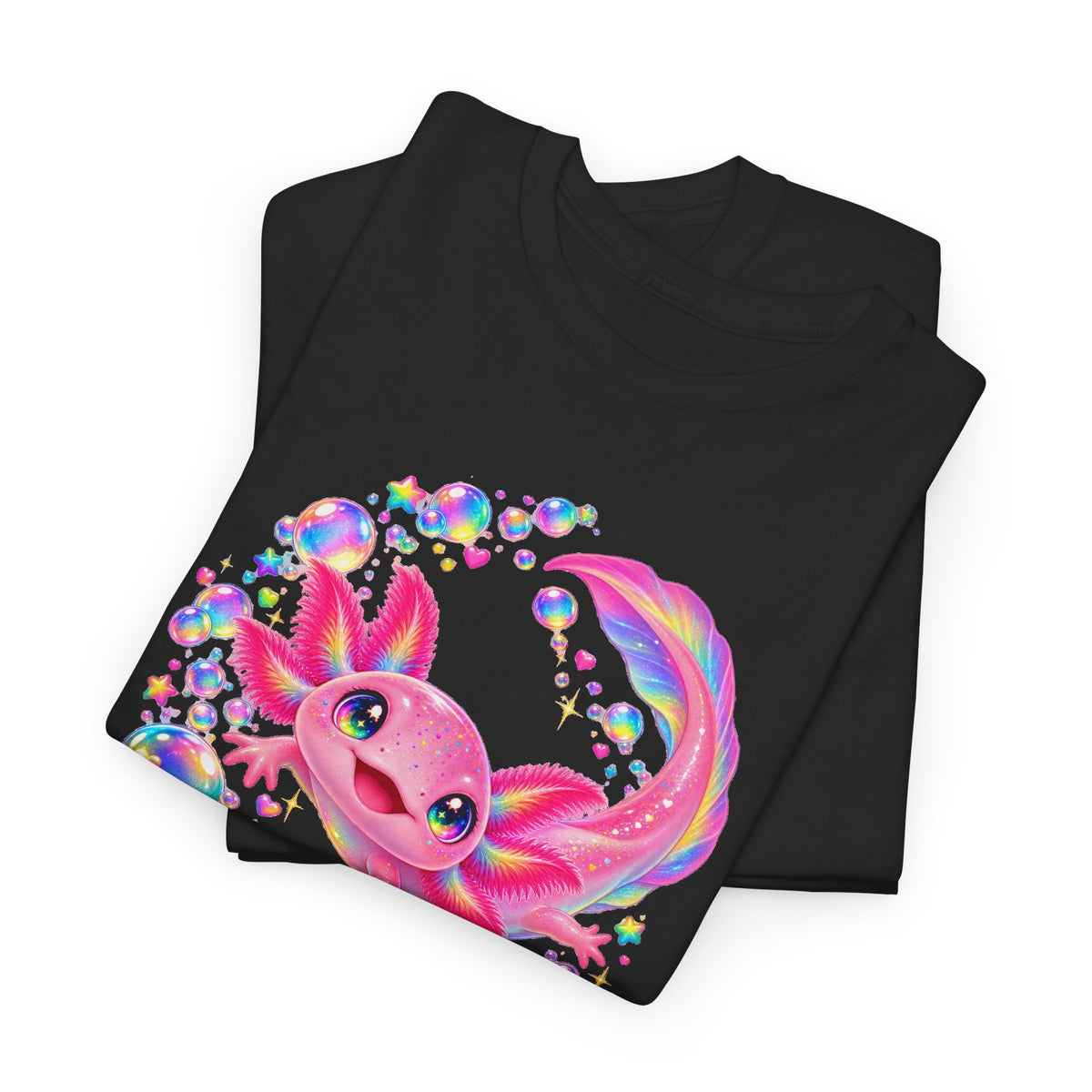 Bubblegum Axolotl in Rainbow Bubbles T-Shirt