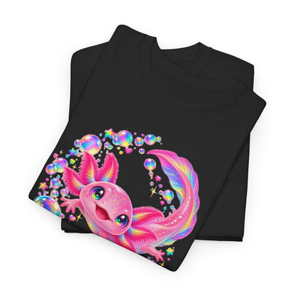 Bubblegum Axolotl in Rainbow Bubbles T-Shirt