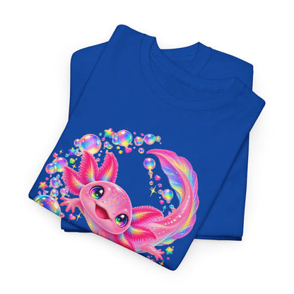 Bubblegum Axolotl in Rainbow Bubbles T-Shirt