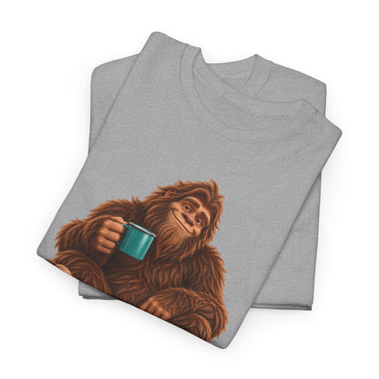 Cozy Camper Bigfoot with Teal Mug T-Shirt