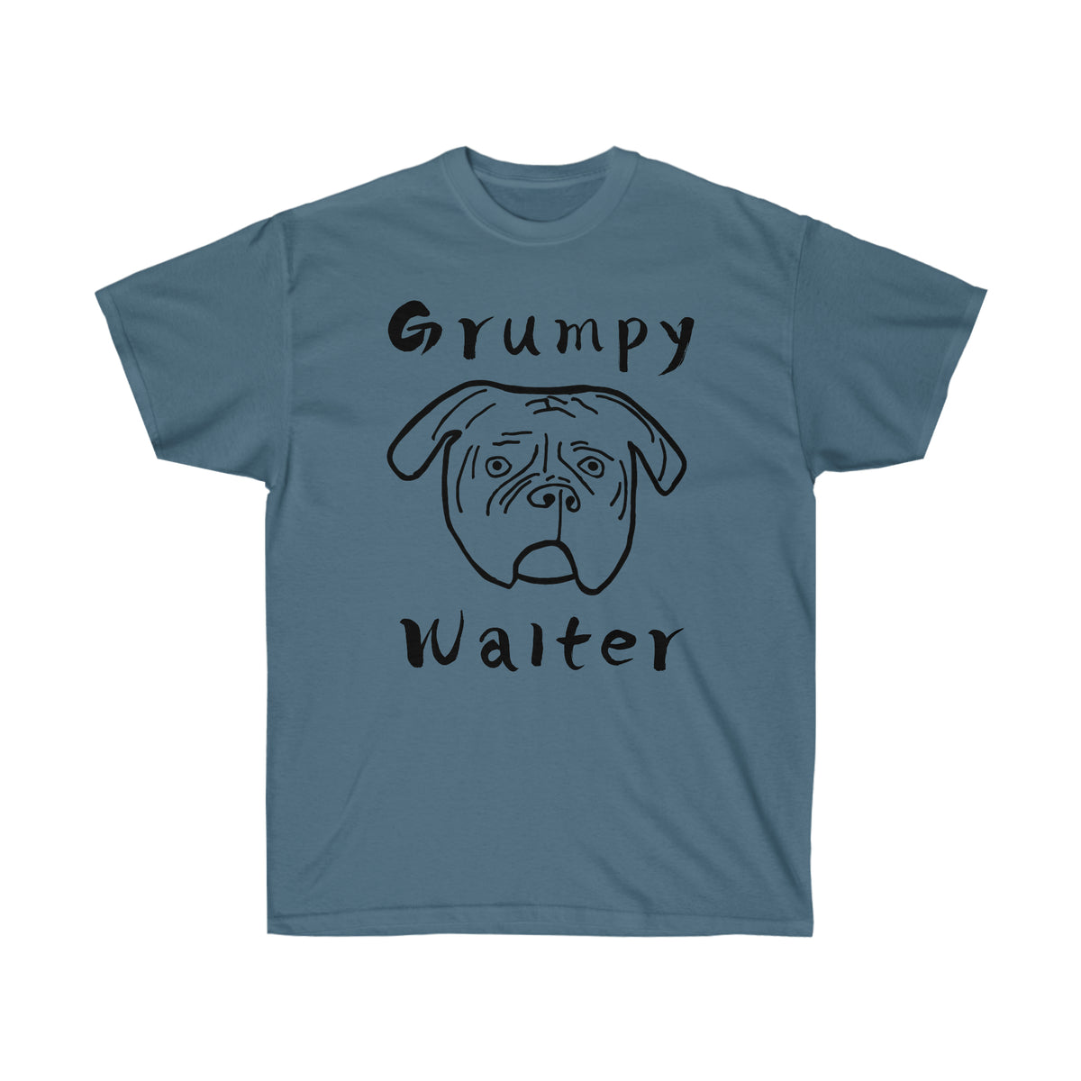 Grumpy Walter T-Shirt | Funny Dog Graphic – Black Ink