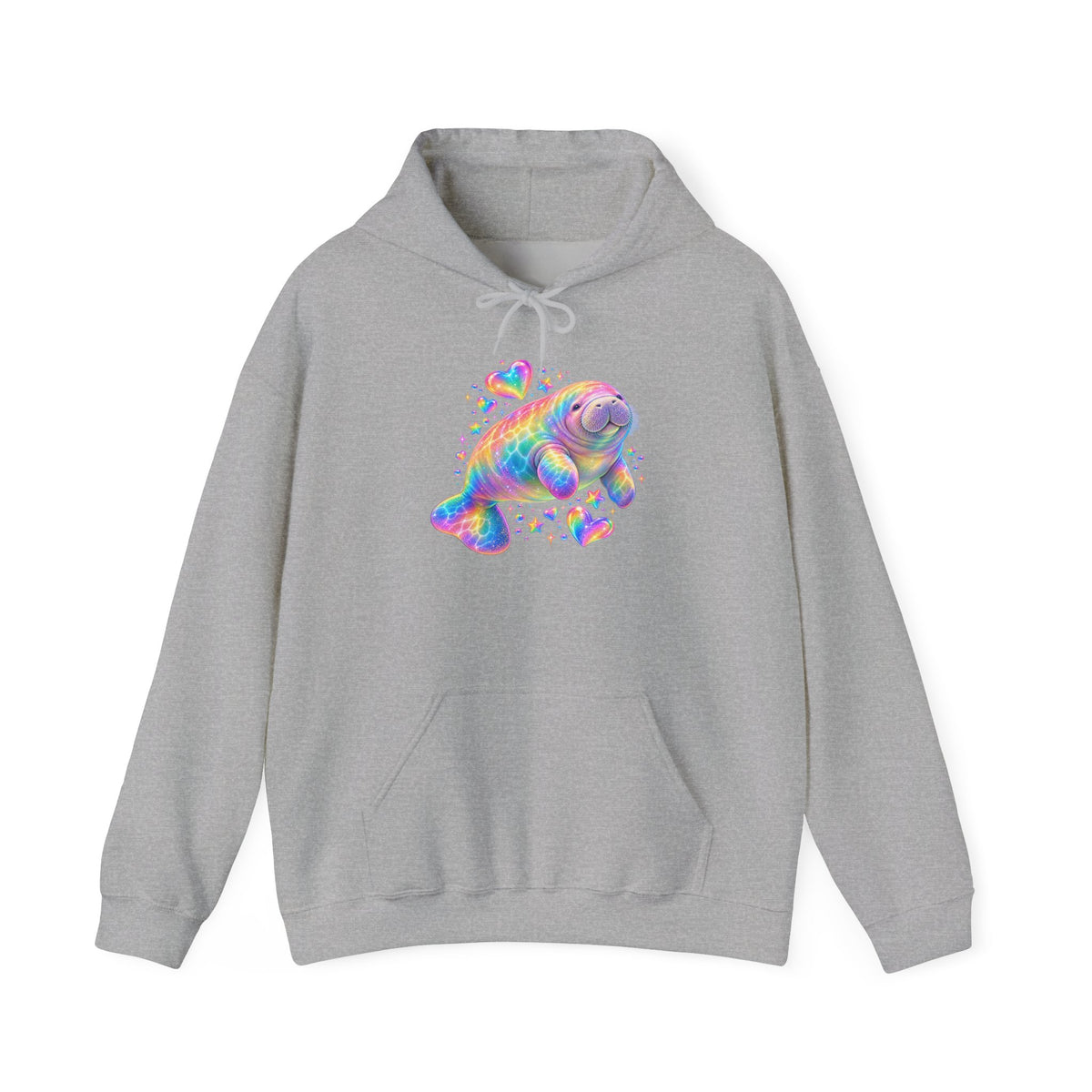 Rainbow manatee hearts and stars Pullover Hoodie