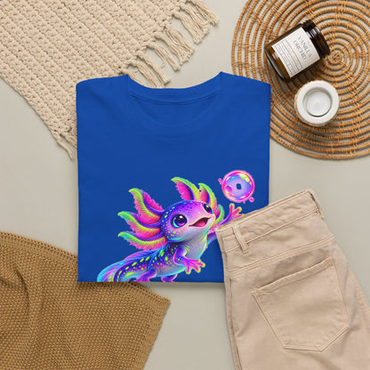 Neon Axolotl Reaching for a Bubble T-Shirt