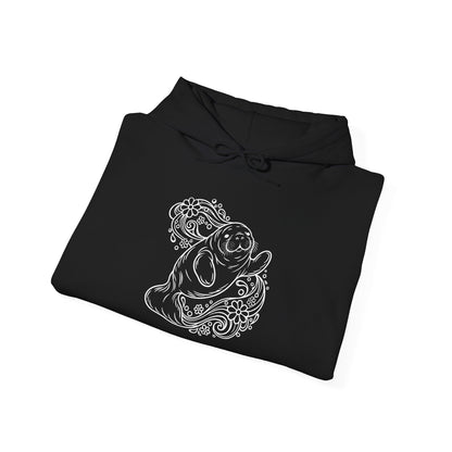 Groovy Manatee in Psychedelic Waves Pullover Hoodie