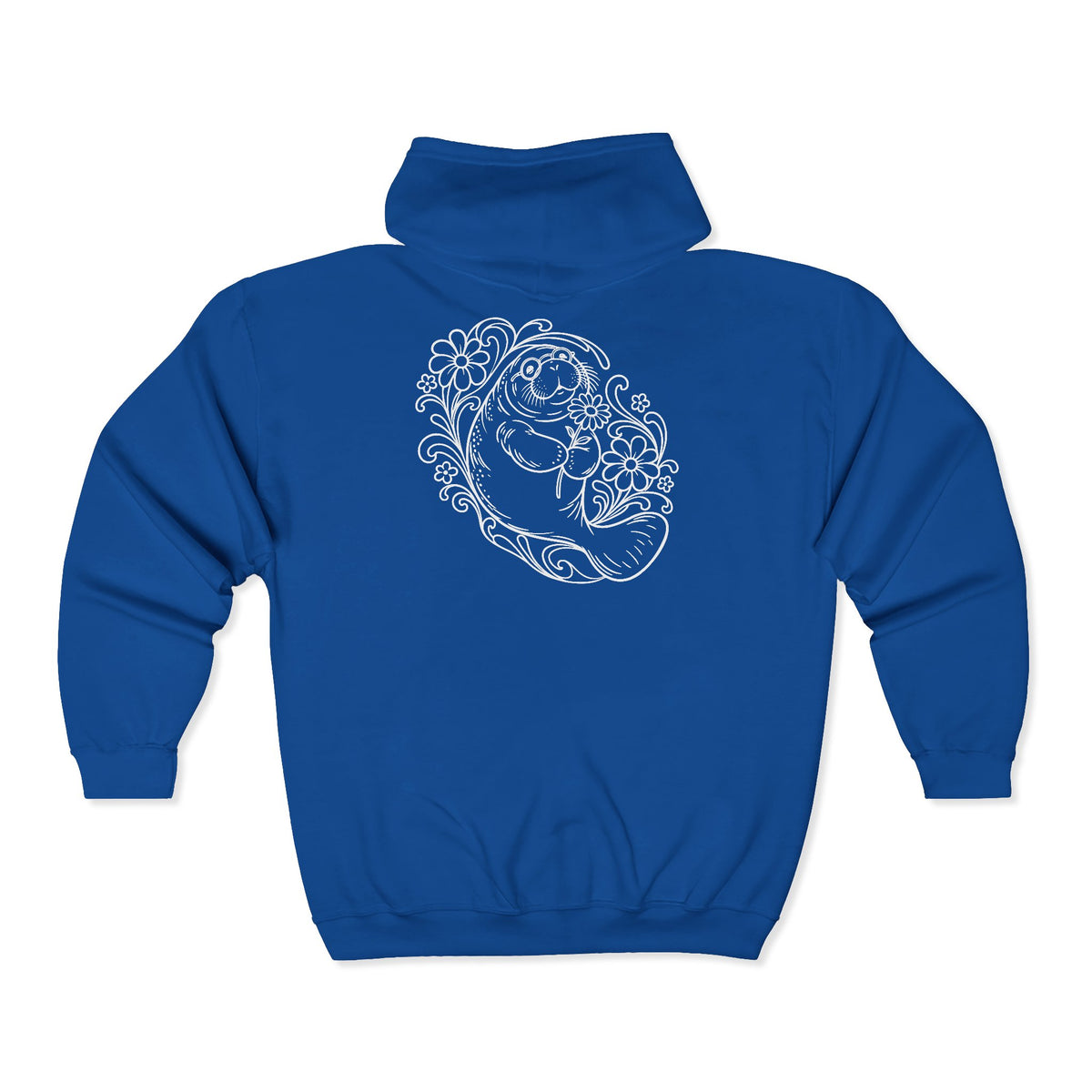 Groovy Spectacled Manatee with Daisy Zip-Up Hoodie