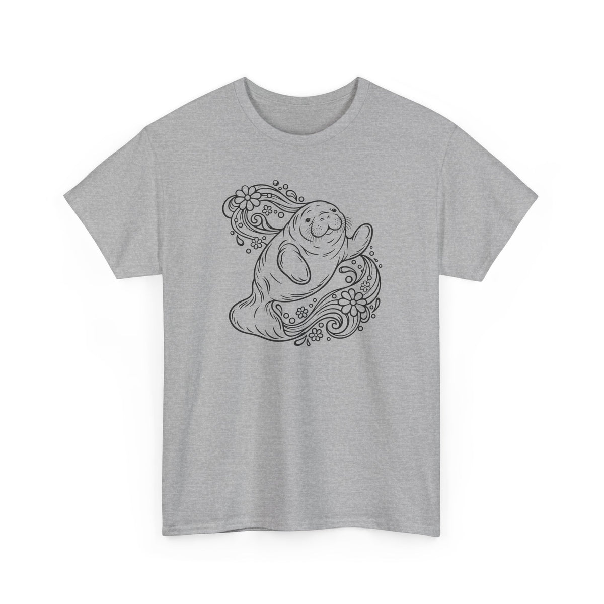Groovy Manatee in Psychedelic Waves T-Shirt