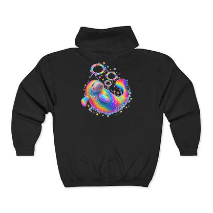 Rainbow Manatee Bubble Flip Zip-Up Hoodie