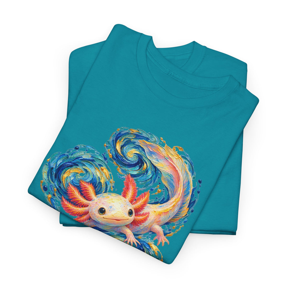 Swirling Axolotl in Turquoise Currents T-Shirt