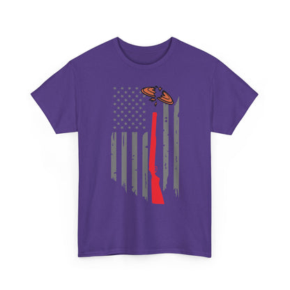 Clay Shooting American Flag T-Shirt | Patriotic Shotgun Tee