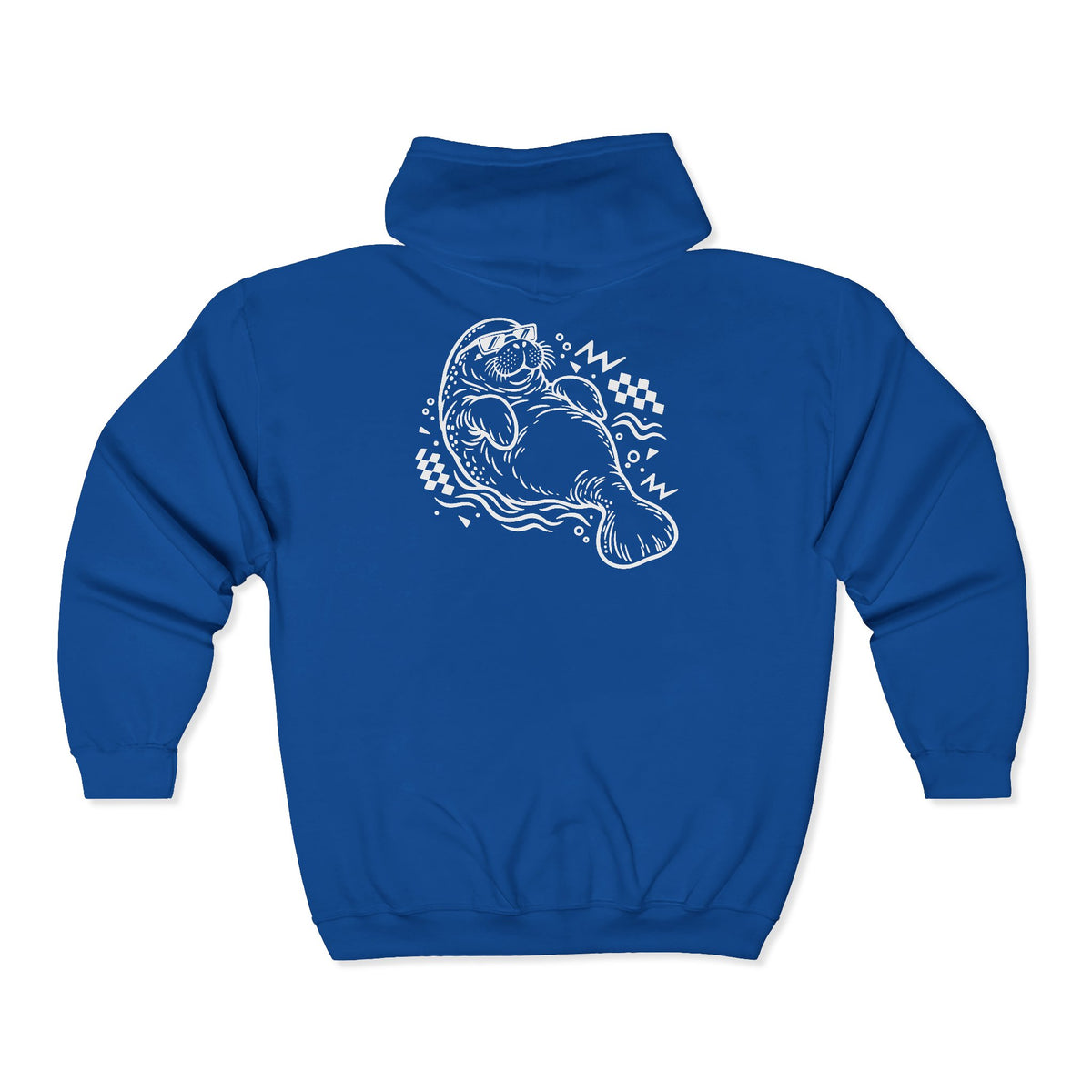 Retro floating manatee mascot Zip-Up Hoodie