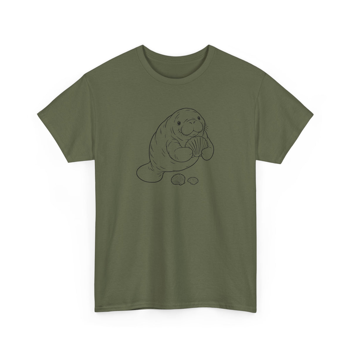 Chubby Mermaid Shell Collector Manatee T-Shirt