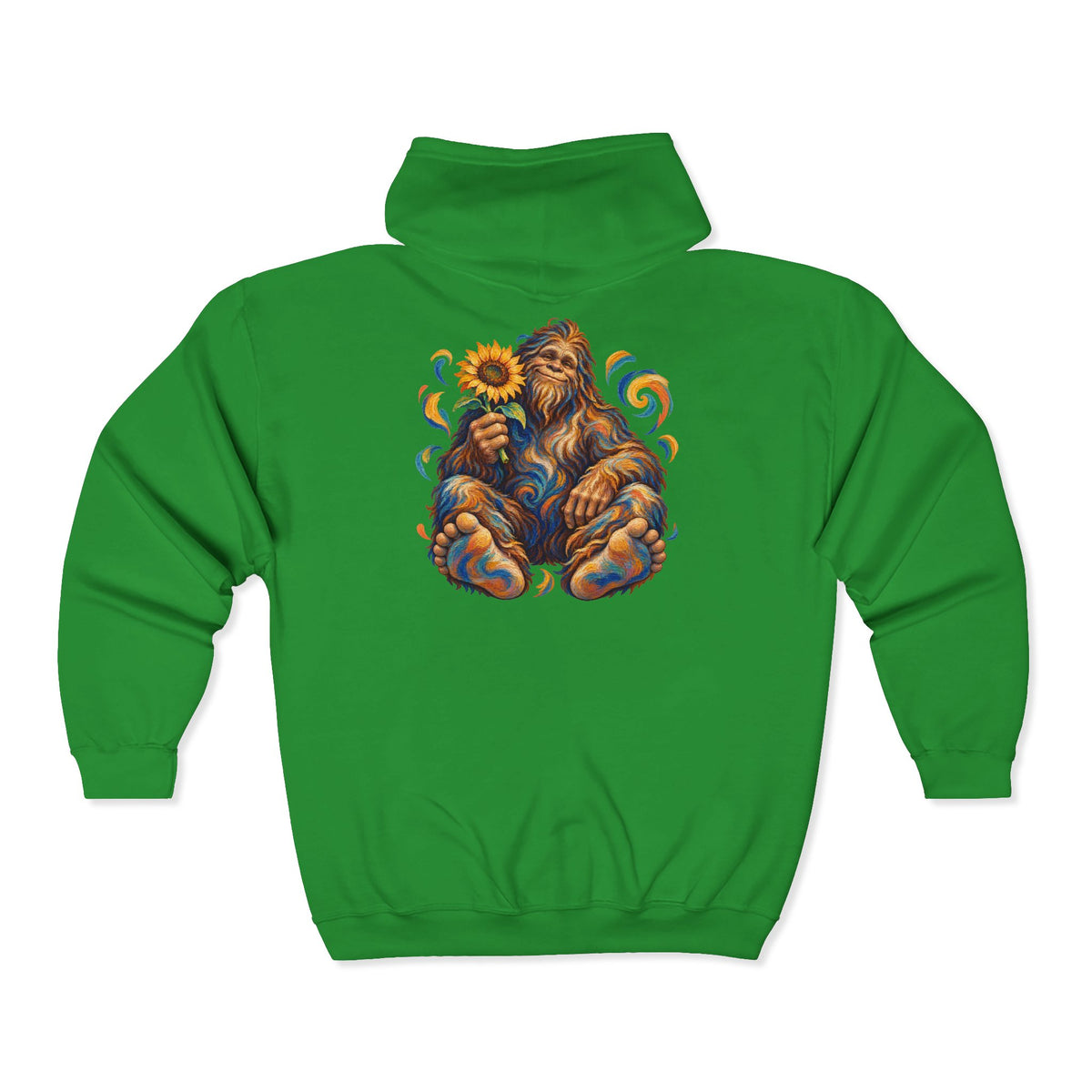 Sunflower Rest with a Shaggy Bigfoot Zip-Up Hoodie