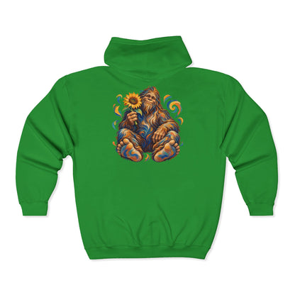 Sunflower Rest with a Shaggy Bigfoot Zip-Up Hoodie