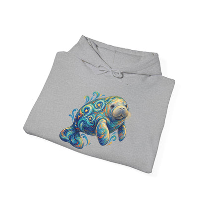 Swirling Moon-Tide Manatee Pullover Hoodie
