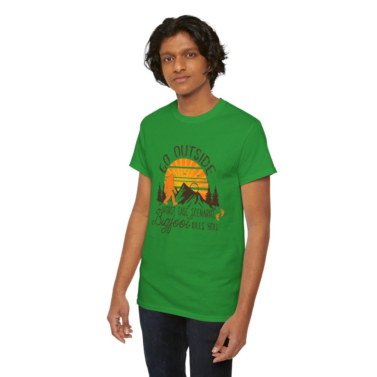 Go Outside Bigfoot T-Shirt | Funny Outdoor & Camping Tee