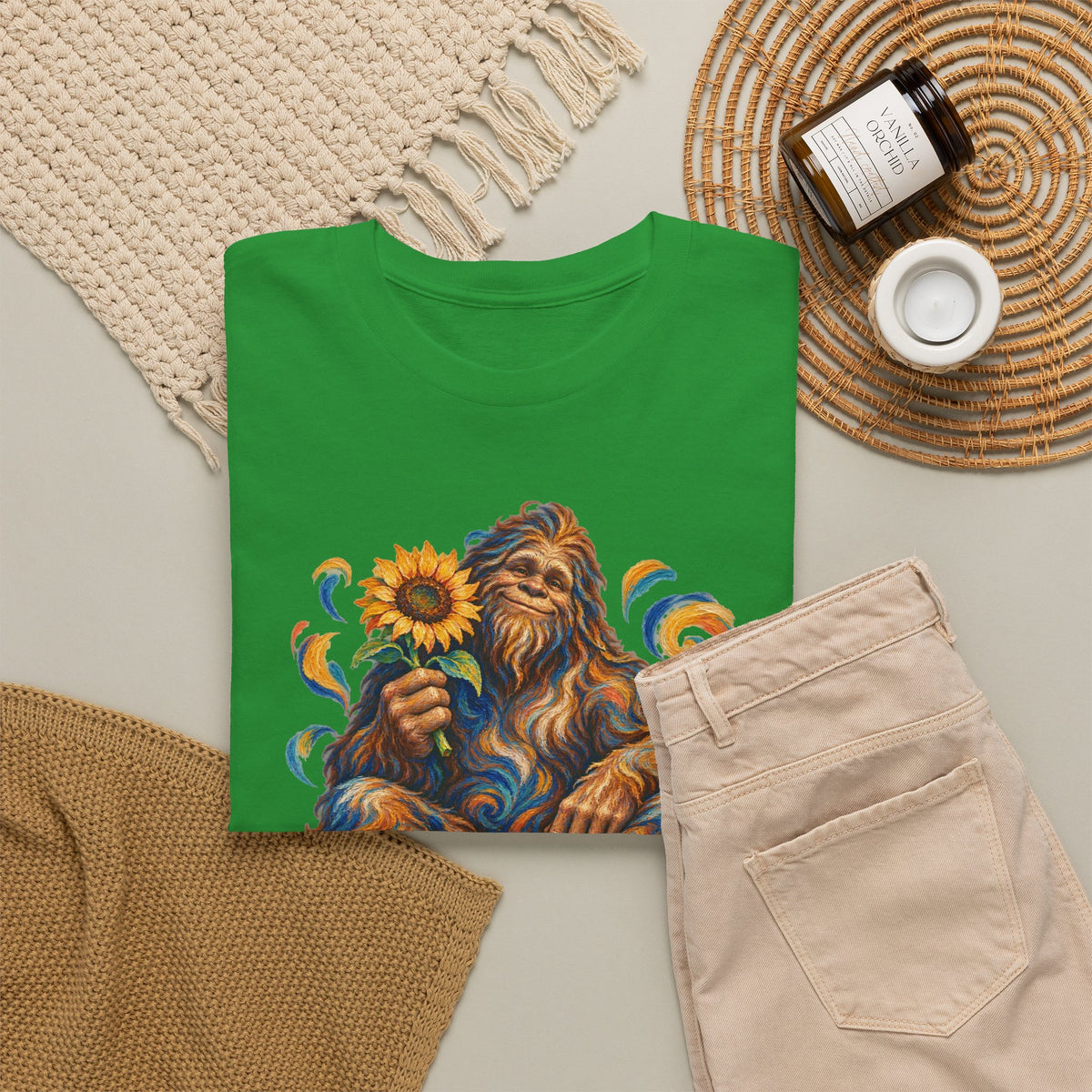 Sunflower Rest with a Shaggy Bigfoot T-Shirt