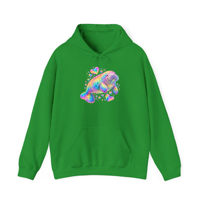 Rainbow manatee hearts and stars Pullover Hoodie
