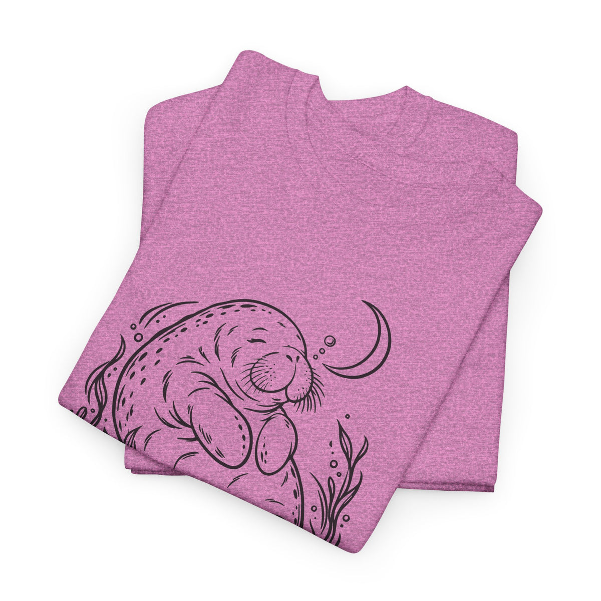 Sleepy Manatee Under a Crescent Moon T-Shirt