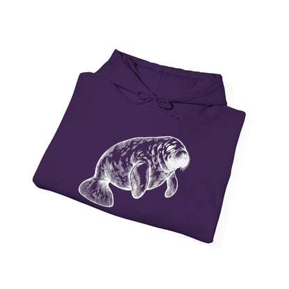 Slow Water Manatee Engraving Pullover Hoodie