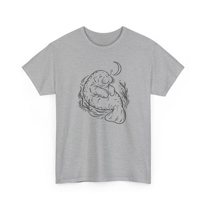 Sleepy Manatee Under a Crescent Moon T-Shirt
