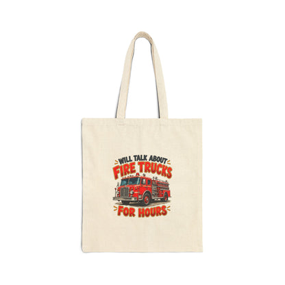 Will Talk About Fire Trucks – Cotton Canvas Tote Bag | 020