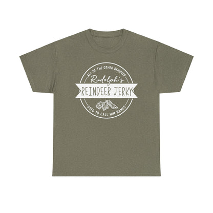 Rudolph’s Reindeer Jerky T-Shirt | Christmas Humor – White Ink