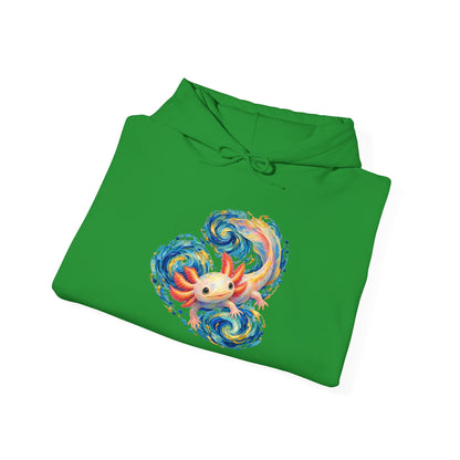 Swirling Axolotl in Turquoise Currents Pullover Hoodie