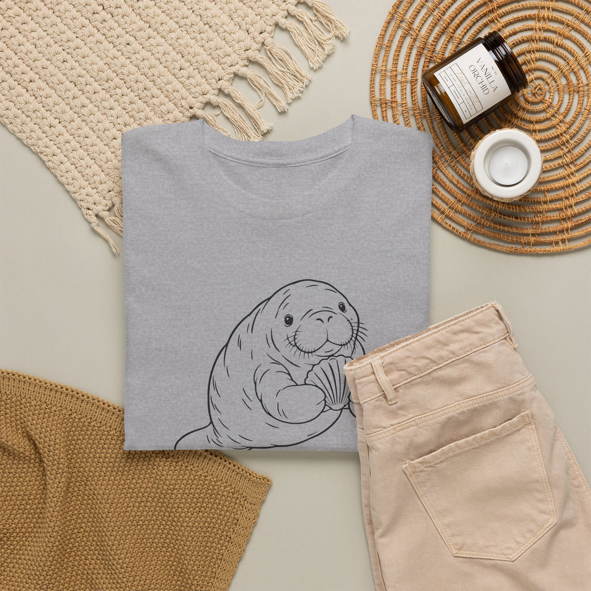 Chubby Mermaid Shell Collector Manatee T-Shirt