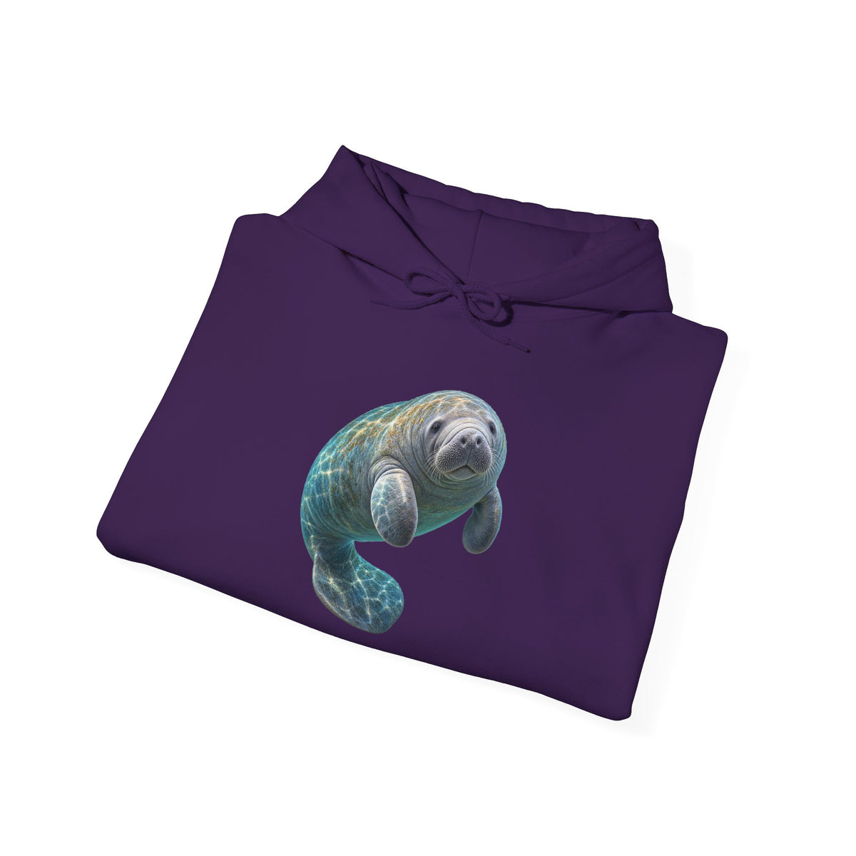 Curled Manatee in Turquoise Light Pullover Hoodie