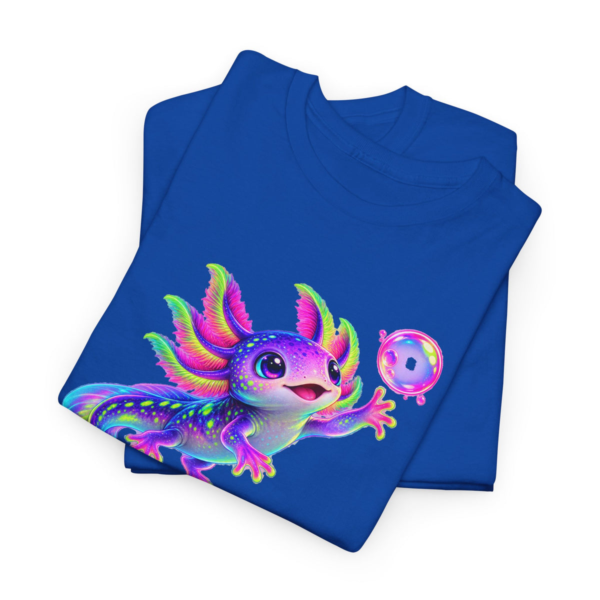 Neon Axolotl Reaching for a Bubble T-Shirt
