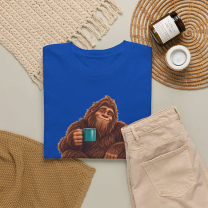 Cozy Camper Bigfoot with Teal Mug T-Shirt