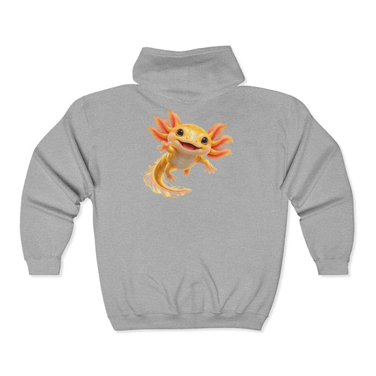 Golden Axolotl with Peach Gills Zip-Up Hoodie