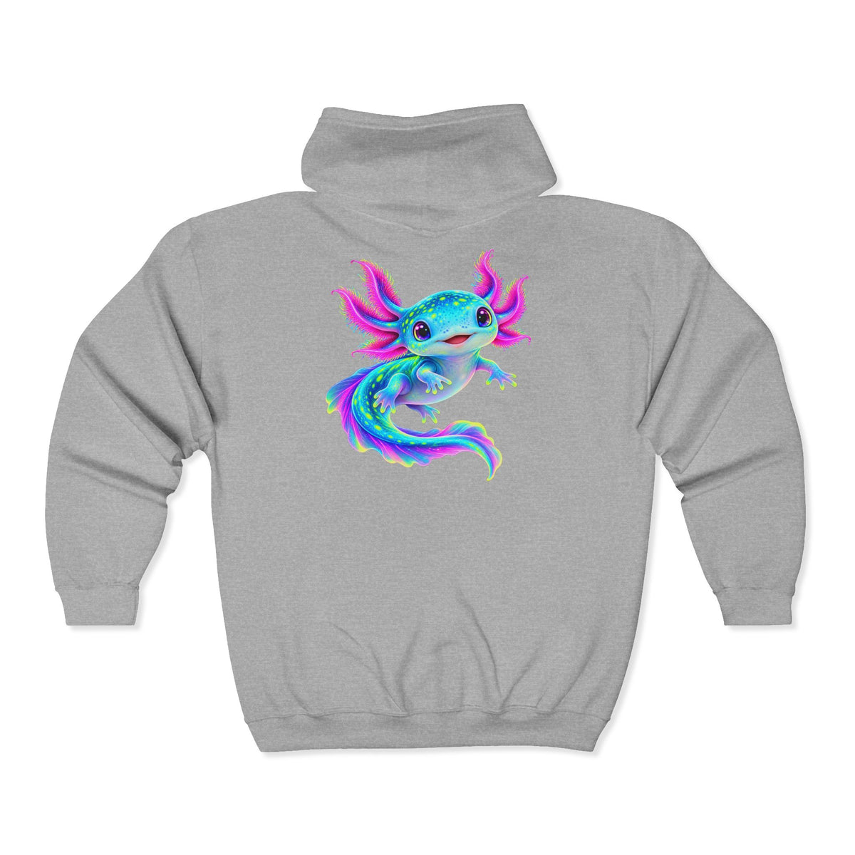 Electric Axolotl in Motion Zip-Up Hoodie