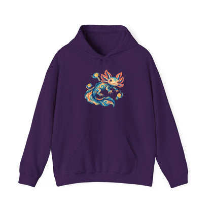 Starwater Axolotl in Turquoise and Coral Pullover Hoodie