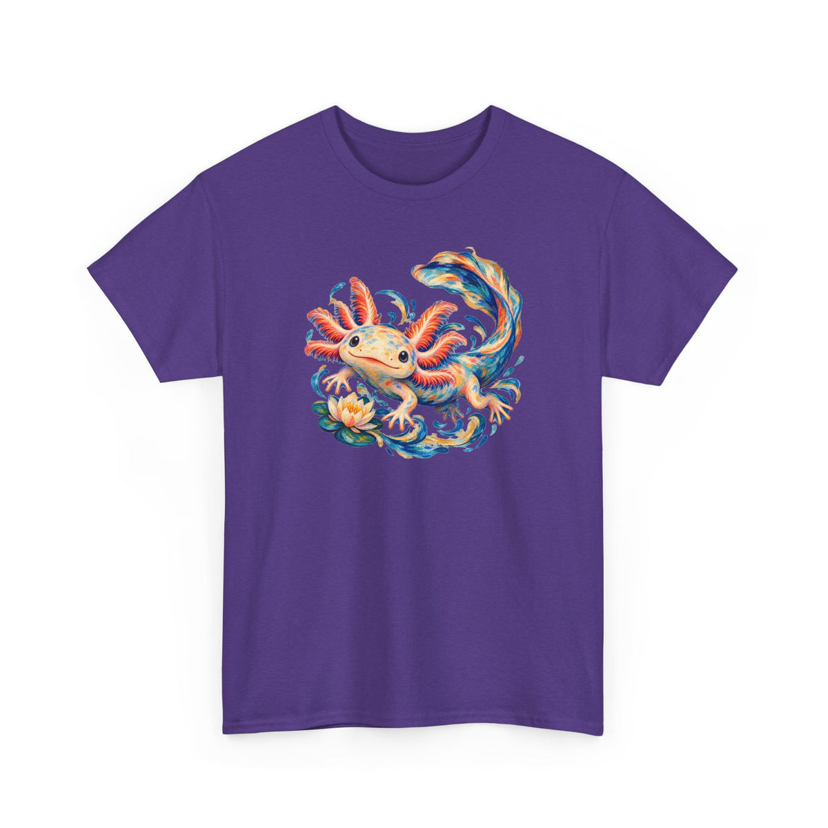 Swirling Axolotl and Lily Bloom T-Shirt