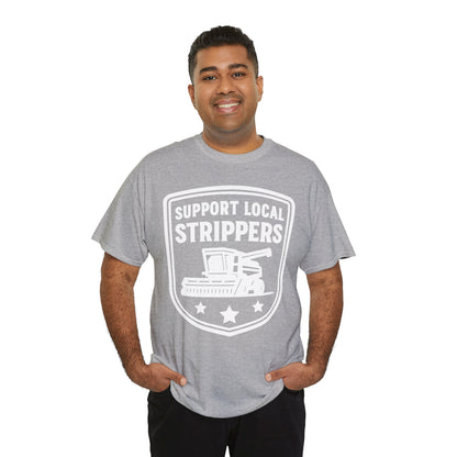 Support Local Strippers T-Shirt | Combine Harvester Tee – White Graphic