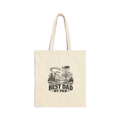 Best Dad by Par – One-Color Disc Golf Cotton Canvas Tote Bag | 043a