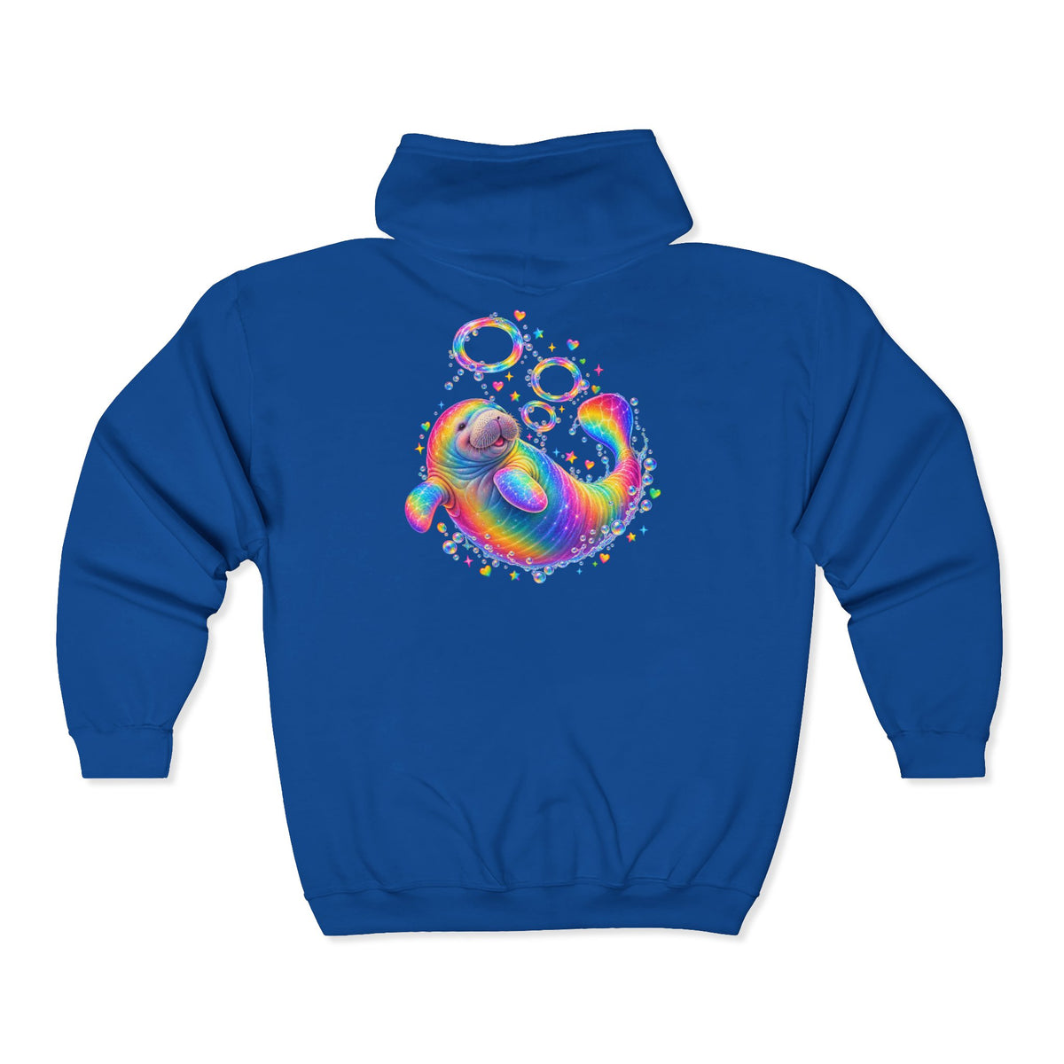 Rainbow Manatee Bubble Flip Zip-Up Hoodie