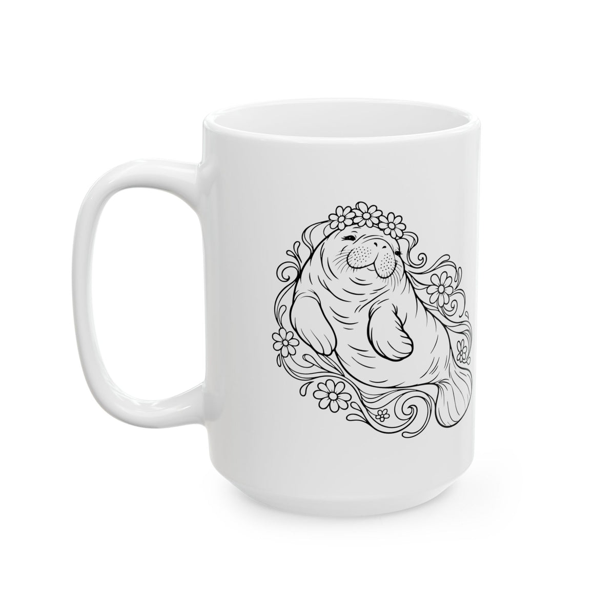 Dreamy flower-crowned manatee Mug
