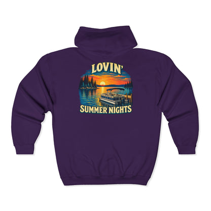 Lovin’ Summer Nights Pontoon – Gildan 18600 Zip-Up Hoodie | 004a-v2
