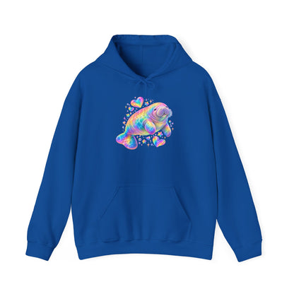 Rainbow manatee hearts and stars Pullover Hoodie