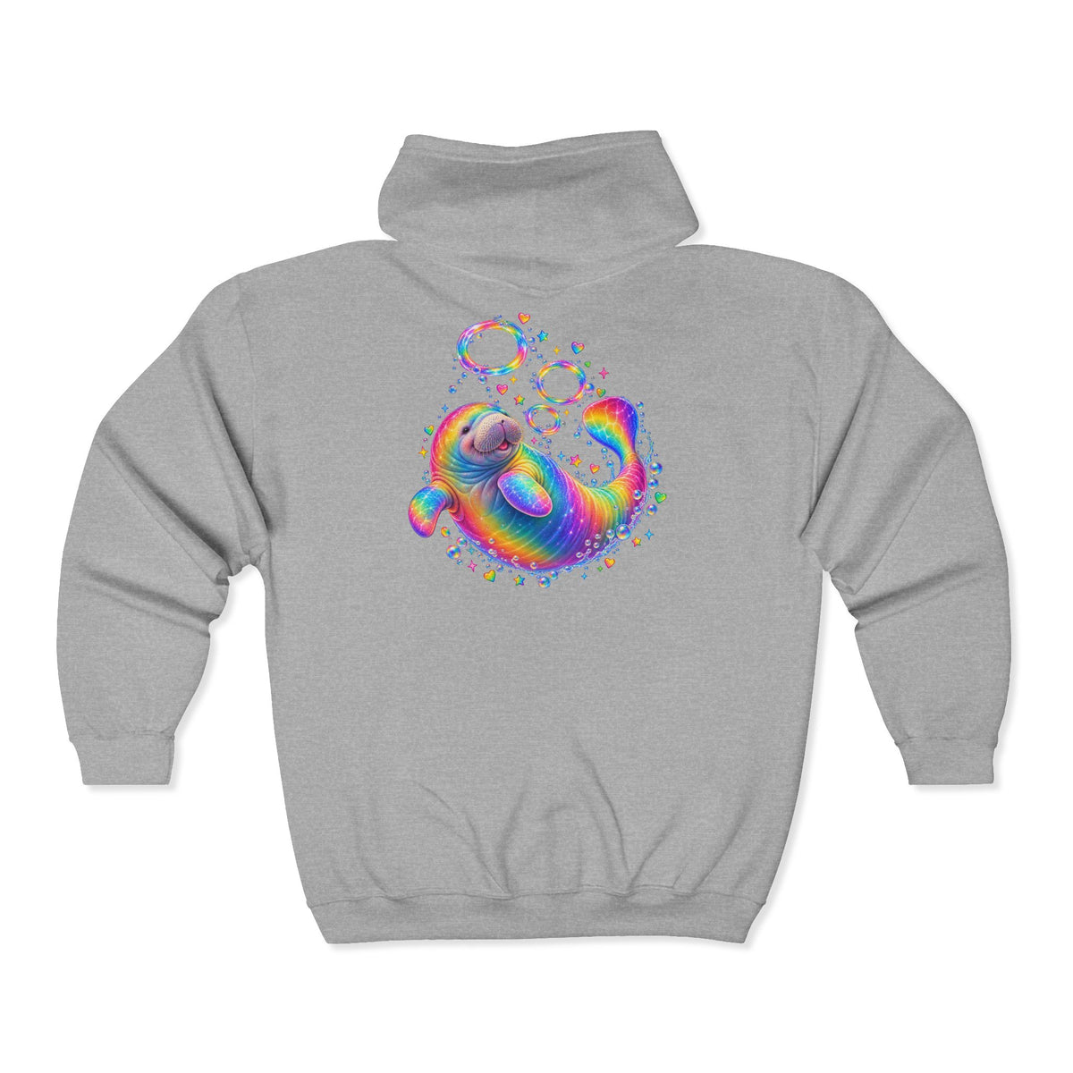 Rainbow Manatee Bubble Flip Zip-Up Hoodie