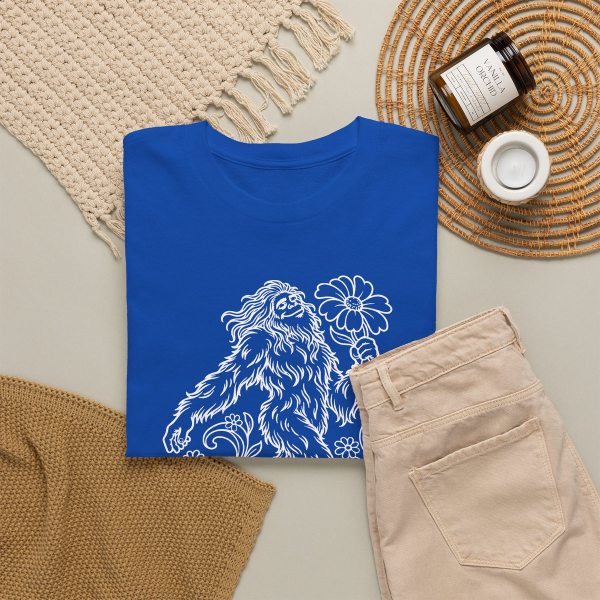 Swaying Sasquatch with a Flower T-Shirt