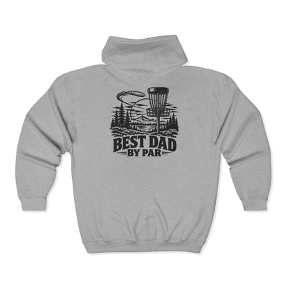 Best Dad by Par – One-Color Disc Golf Gildan 18600 Zip-Up Hoodie | 043a