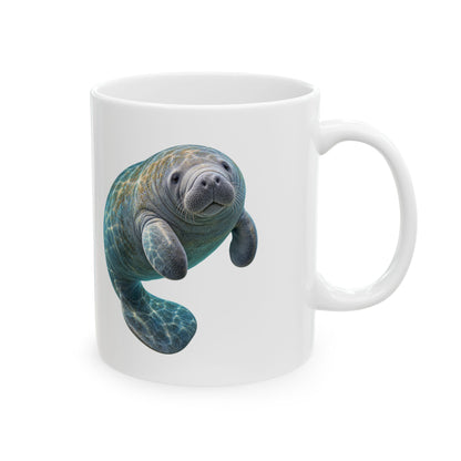 Curled Manatee in Turquoise Light Mug