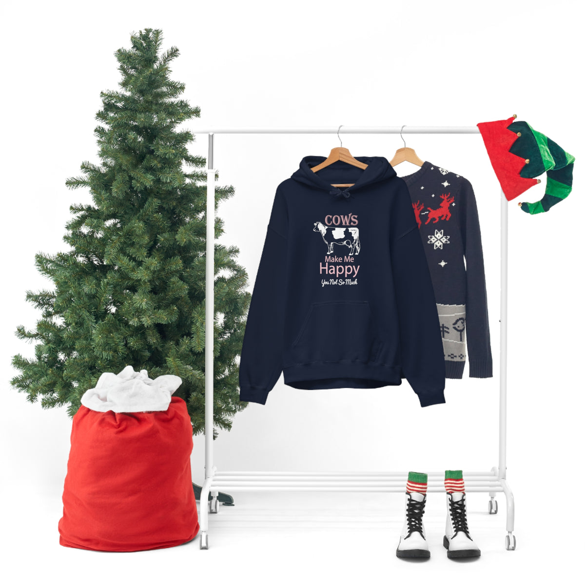 Cow Happy - Heavy Hooded Sweatshirt